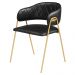 Conjunto 2 Cadeiras Veneza Couro Preto Metal Dourado