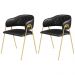 Conjunto 2 Cadeiras Veneza Couro Preto Metal Dourado