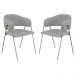 Conjunto 2 Cadeiras Veneza Linho Cinza Metal Champanhe