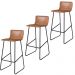 Conjunto 3 Banquetas Dubai Couro Caramelo Metal Preto