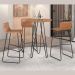 Conjunto 3 Banquetas Dubai Couro Caramelo Metal Preto