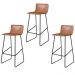 Conjunto 3 Banquetas Dubai Couro Caramelo Metal Preto
