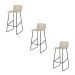 Conjunto 3 Banquetas Dubai Couro Pérola Metal Preto