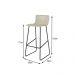 Conjunto 3 Banquetas Dubai Couro Pérola Metal Preto