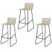 Conjunto 3 Banquetas Dubai Couro Pérola Metal Preto