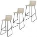 Conjunto 3 Banquetas Dubai Couro Pérola Metal Preto