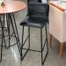 Conjunto 3 Banquetas Dubai Em Couro Preto E Base Preta