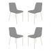 Conjunto 4 Cadeiras Malu Bouclé Cinza Metal Champanhe