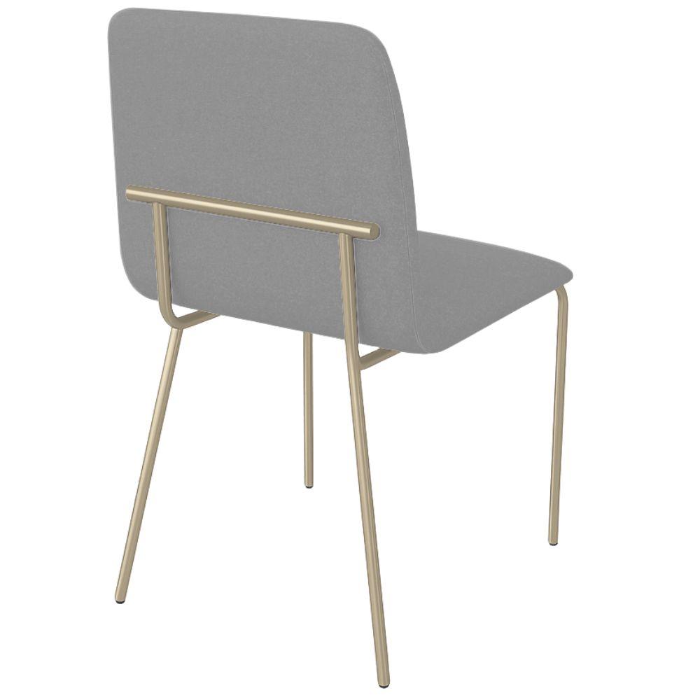 Conjunto 4 Cadeiras Malu Bouclé Cinza Metal Champanhe