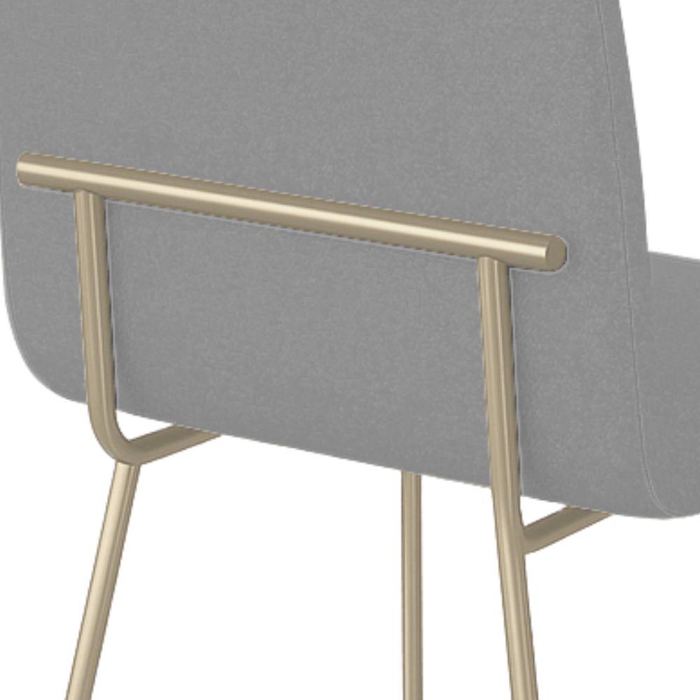 Conjunto 4 Cadeiras Malu Bouclé Cinza Metal Champanhe