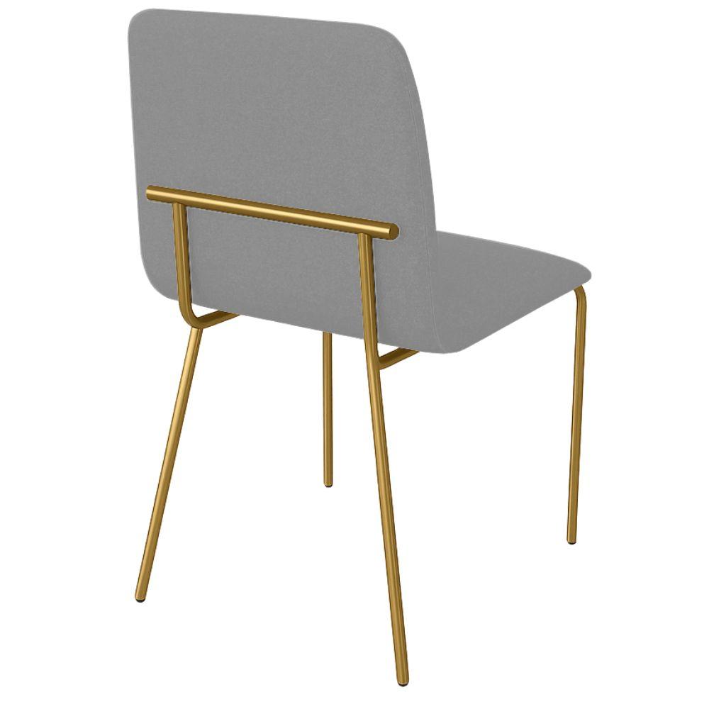 Conjunto 4 Cadeiras Malu Bouclé Cinza Metal Dourado