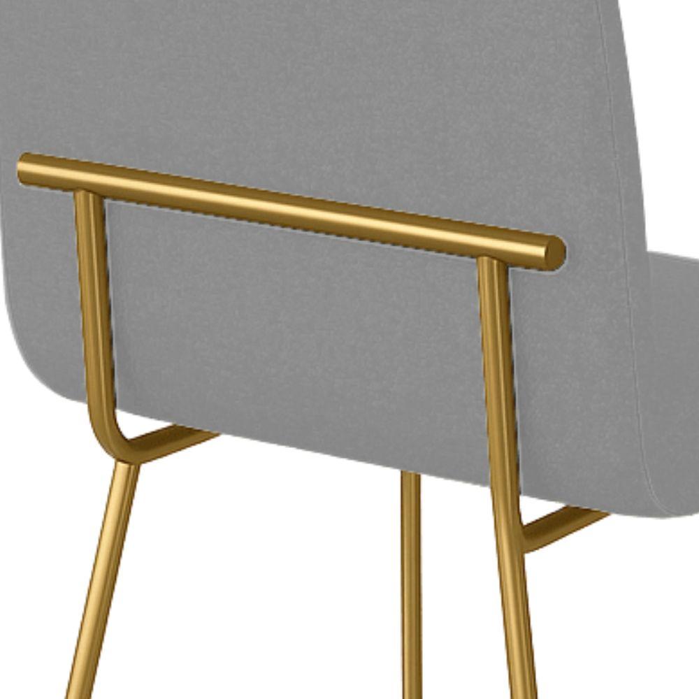 Conjunto 4 Cadeiras Malu Bouclé Cinza Metal Dourado