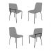 Conjunto 4 Cadeiras Malu Bouclé Cinza Metal Preto
