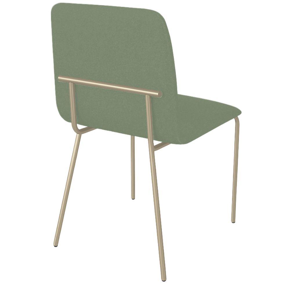 Conjunto 4 Cadeiras Malu Bouclé Verde Oliva Metal Champanhe