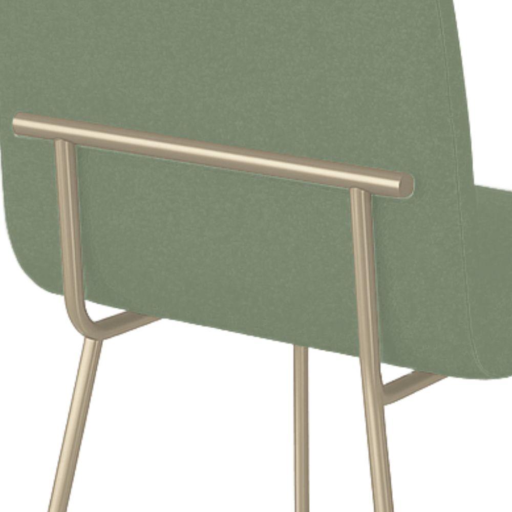 Conjunto 4 Cadeiras Malu Bouclé Verde Oliva Metal Champanhe