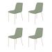 Conjunto 4 Cadeiras Malu Bouclé Verde Oliva Metal Champanhe