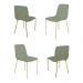 Conjunto 4 Cadeiras Malu Bouclé Verde Oliva Metal Dourado