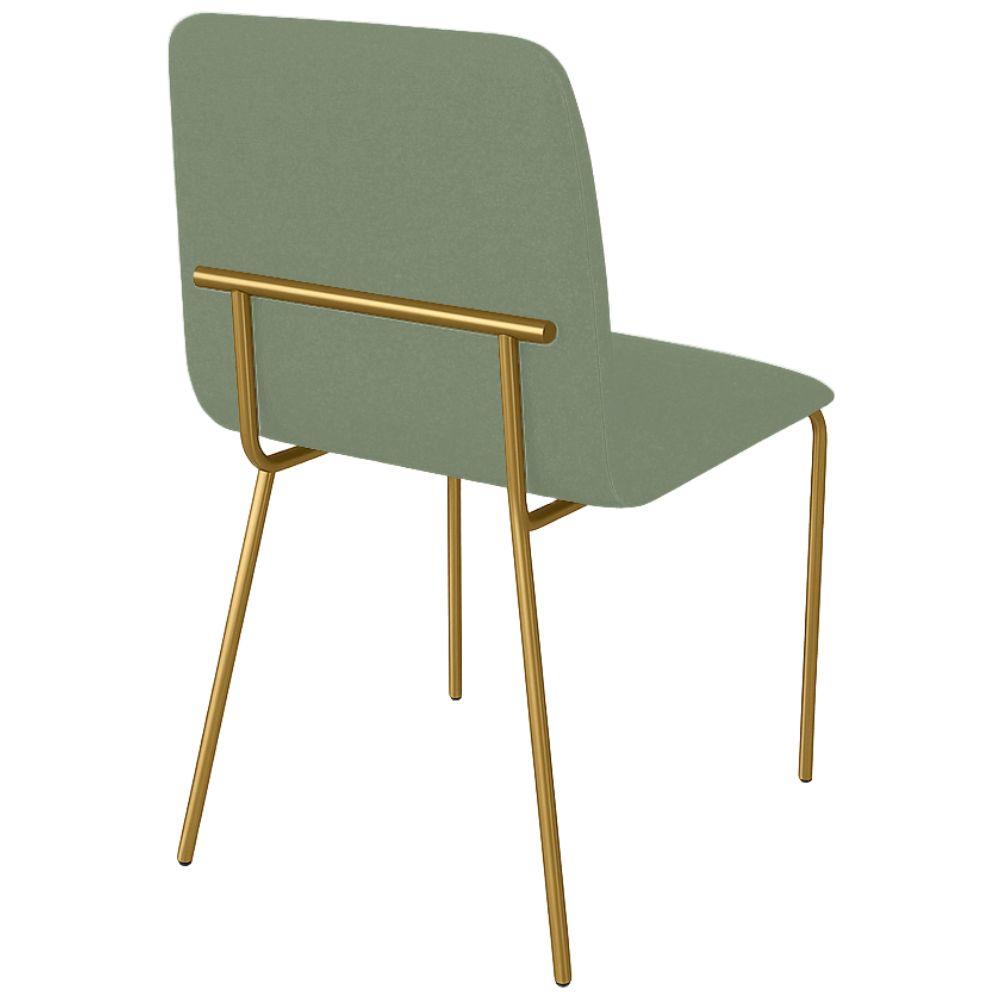 Conjunto 4 Cadeiras Malu Bouclé Verde Oliva Metal Dourado