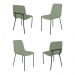 Conjunto 4 Cadeiras Malu Bouclé Verde Oliva Metal Preto