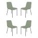 Conjunto 4 Cadeiras Malu Bouclé Verde Oliva Metal Preto