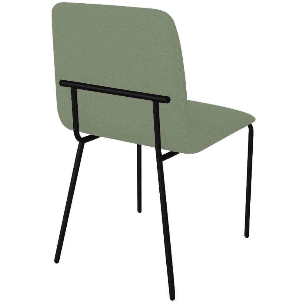 Conjunto 4 Cadeiras Malu Bouclé Verde Oliva Metal Preto