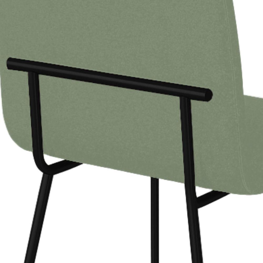 Conjunto 4 Cadeiras Malu Bouclé Verde Oliva Metal Preto