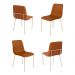Conjunto 4 Cadeiras Malu Couro Caramelo Metal Champanhe