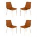 Conjunto 4 Cadeiras Malu Couro Caramelo Metal Champanhe