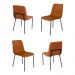 Conjunto 4 Cadeiras Malu Couro Caramelo Metal Preto