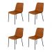Conjunto 4 Cadeiras Malu Couro Caramelo Metal Preto