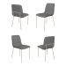 Conjunto 4 Cadeiras Malu Couro Cinza Metal Champanhe
