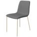 Conjunto 4 Cadeiras Malu Couro Cinza Metal Champanhe