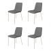Conjunto 4 Cadeiras Malu Couro Cinza Metal Champanhe