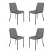 Conjunto 4 Cadeiras Malu Couro Cinza Metal Preto