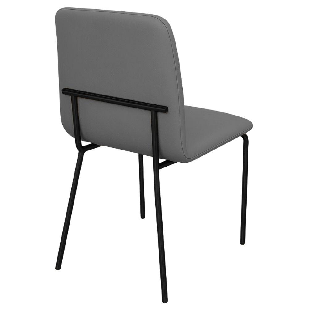 Conjunto 4 Cadeiras Malu Couro Cinza Metal Preto