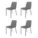 Conjunto 4 Cadeiras Malu Couro Cinza Metal Preto