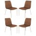 Conjunto 4 Cadeiras Malu Couro Marrom Metal Champanhe