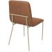 Conjunto 4 Cadeiras Malu Couro Marrom Metal Champanhe