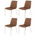 Conjunto 4 Cadeiras Malu Couro Marrom Metal Champanhe