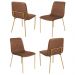 Conjunto 4 Cadeiras Malu Couro Marrom Metal Dourado