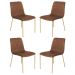 Conjunto 4 Cadeiras Malu Couro Marrom Metal Dourado