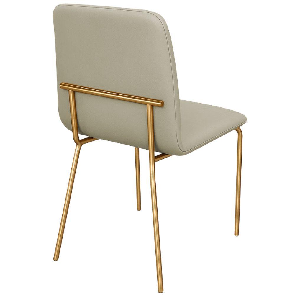 Conjunto 4 Cadeiras Malu Couro Pérola Metal Dourado