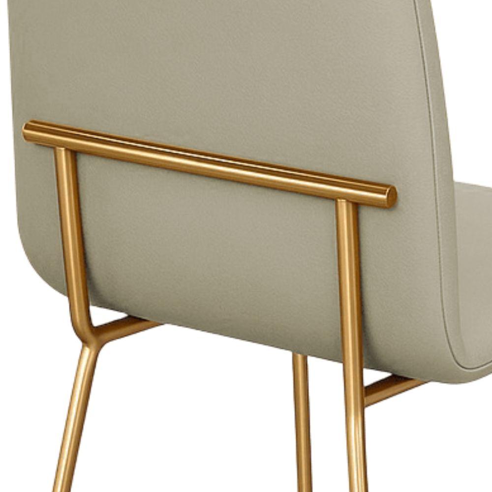 Conjunto 4 Cadeiras Malu Couro Pérola Metal Dourado