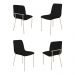 Conjunto 4 Cadeiras Malu Couro Preto Metal Champanhe