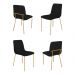 Conjunto 4 Cadeiras Malu Couro Preto Metal Dourado