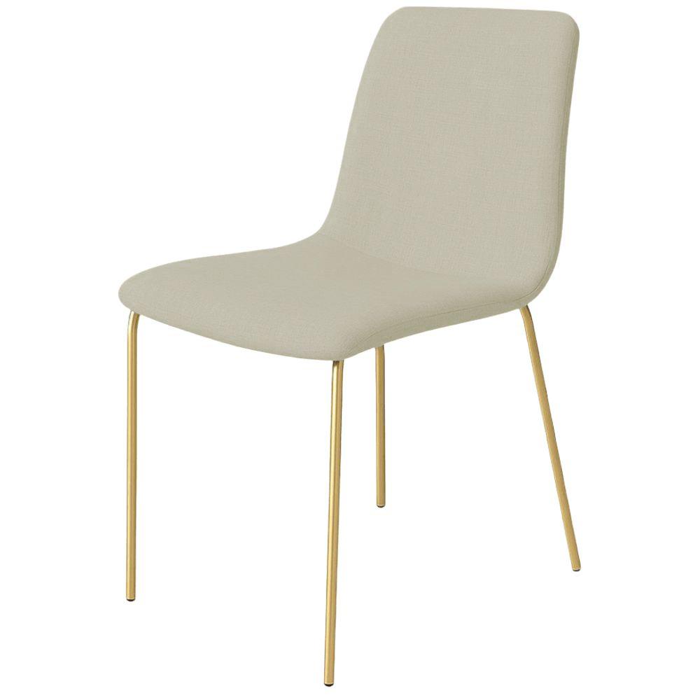 Conjunto 4 Cadeiras Malu Linho Palha Metal Dourado