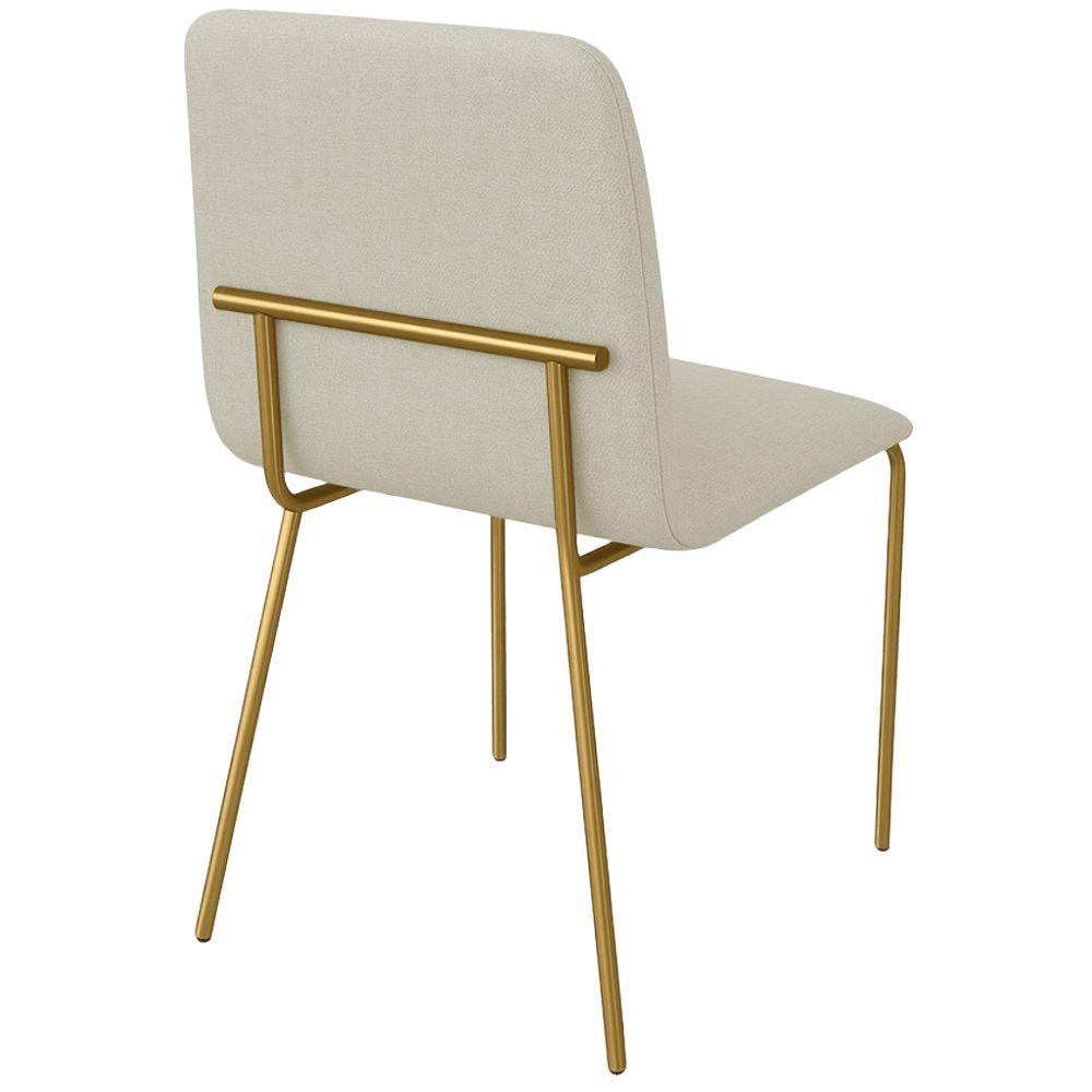 Conjunto 4 Cadeiras Malu Linho Palha Metal Dourado