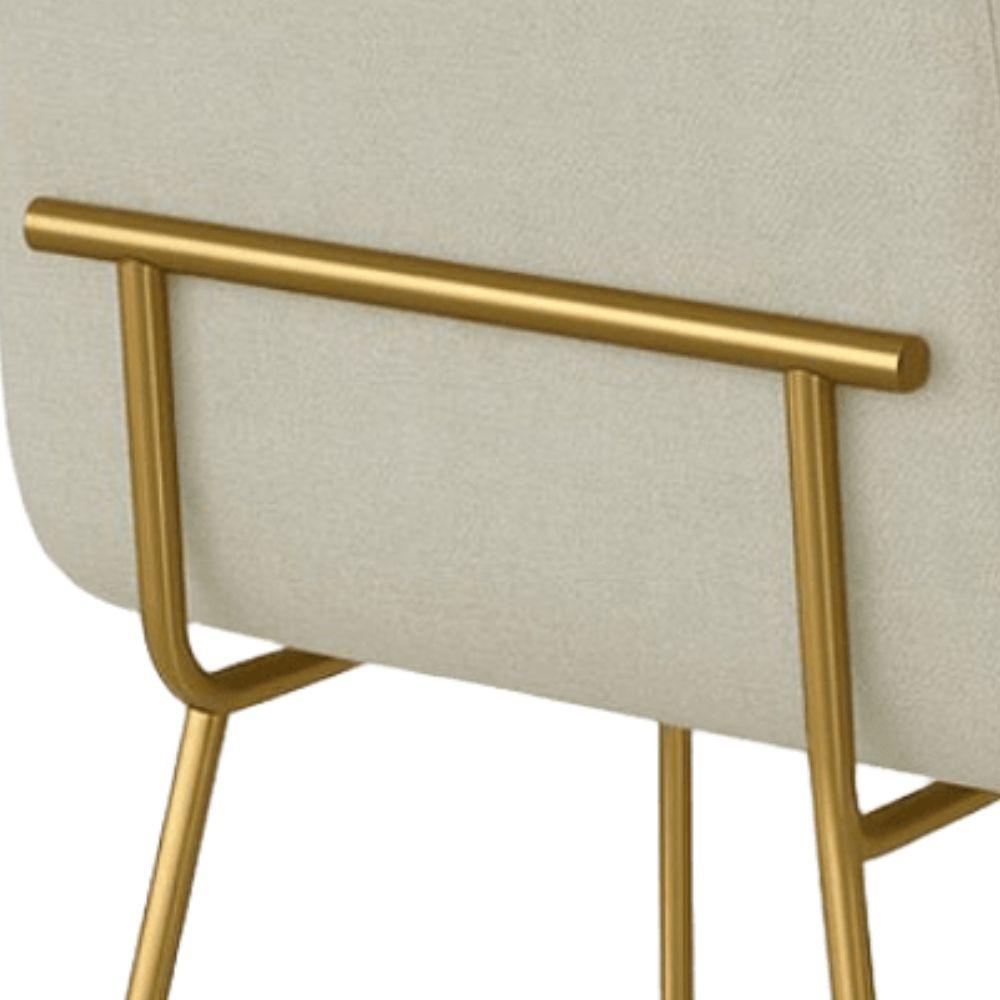 Conjunto 4 Cadeiras Malu Linho Palha Metal Dourado