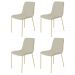 Conjunto 4 Cadeiras Malu Linho Palha Metal Dourado