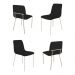 Conjunto 4 Cadeiras Malu Linho Preto Metal Champanhe